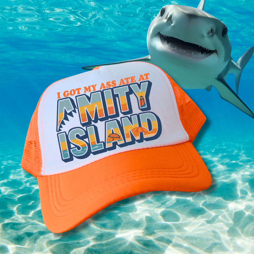 I Got My Ass Ate At Amity Island Trucker Hat