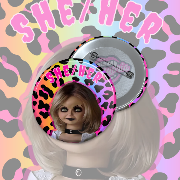Chucky Horror Pronoun Pin