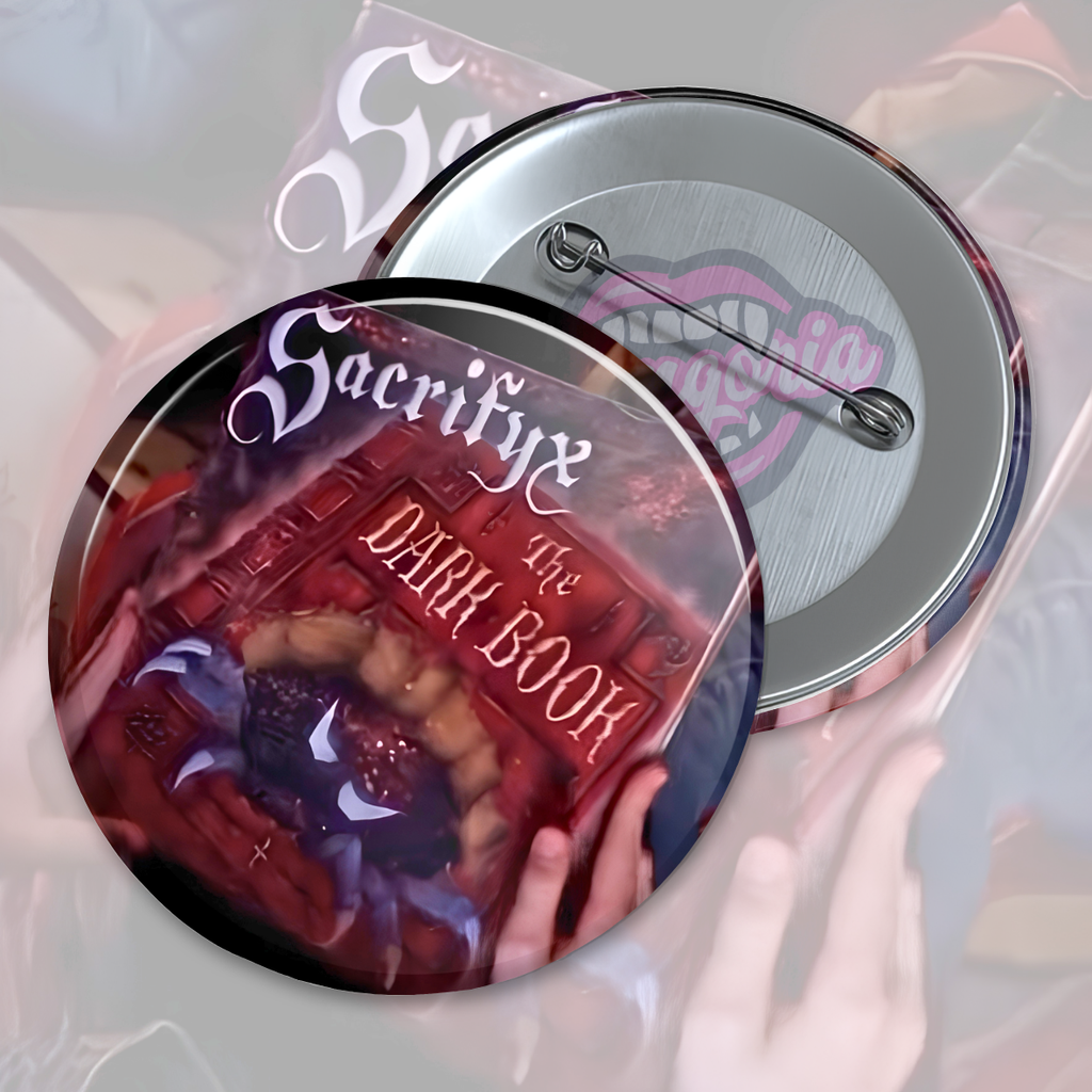Sacrifyxe The Dark Book Pinback Button