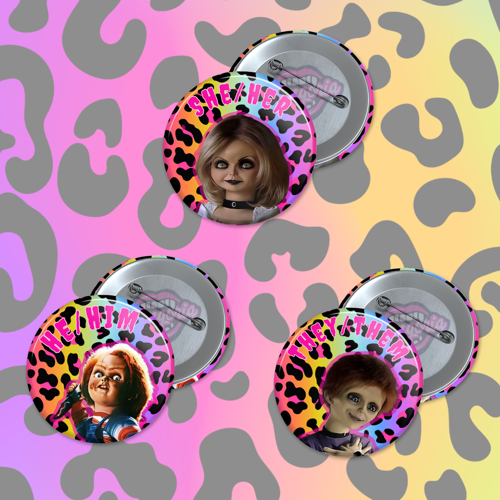 Chucky Horror Pronoun Pin