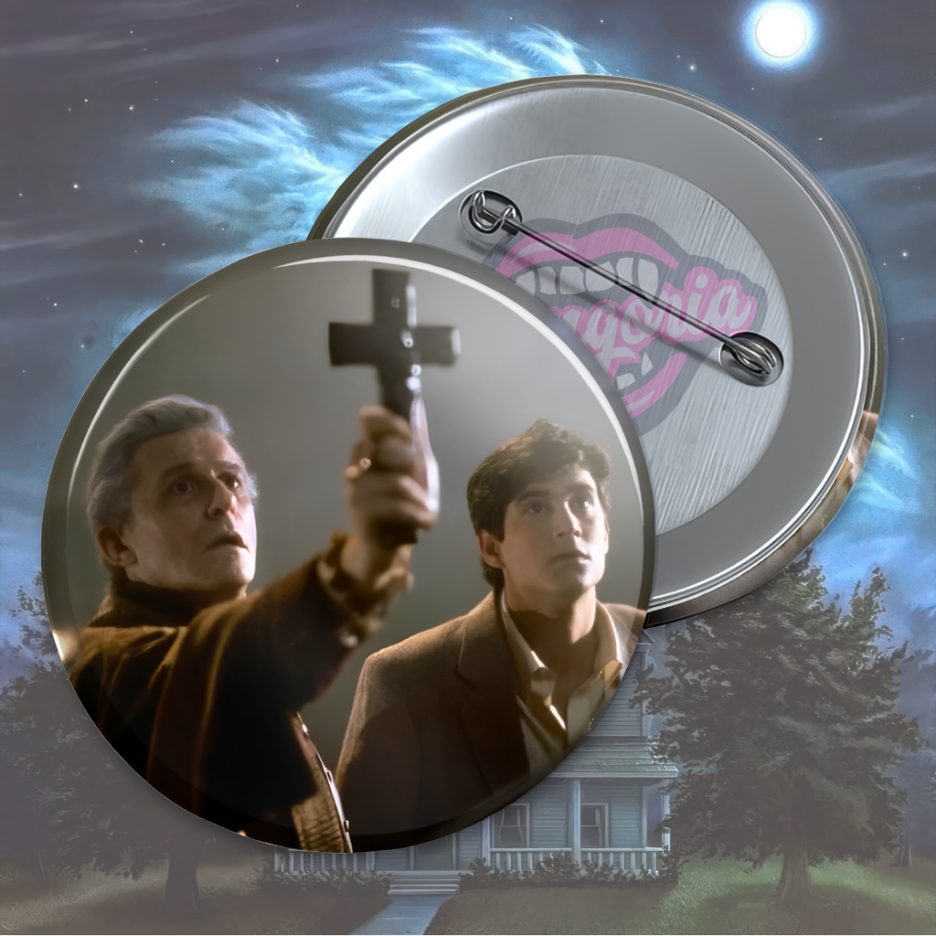 Peter Vincent and Charley Brewster ~ Fright Night Pinback Button